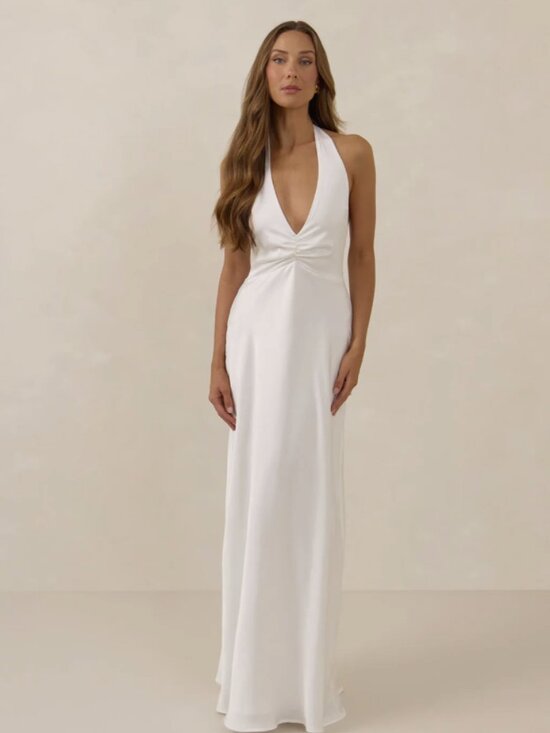 Park & Fifth Dresses & Skirts - Long White Halter Dress worn once!